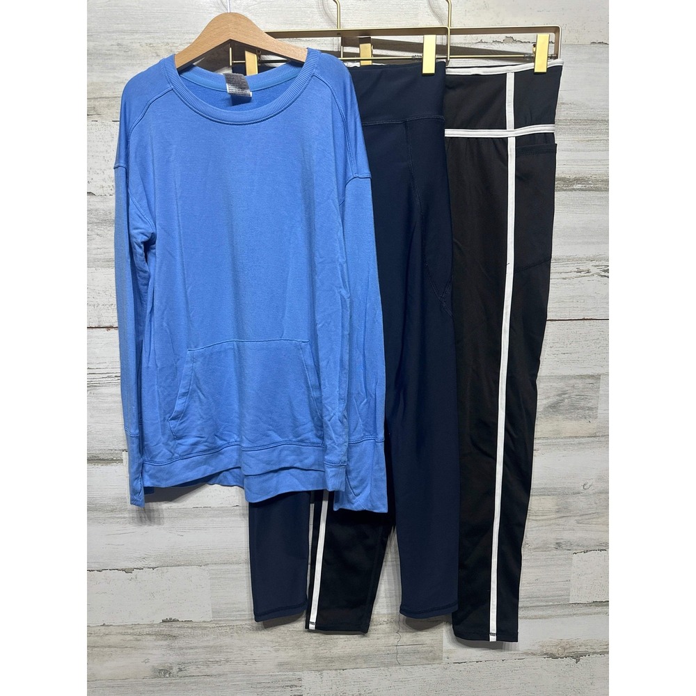 All In Motion Old Navy GB Girls Activewear Set 10/12 Blue Black Navy EUC